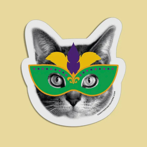 Mardi Gras Masquerade Cat Sticker