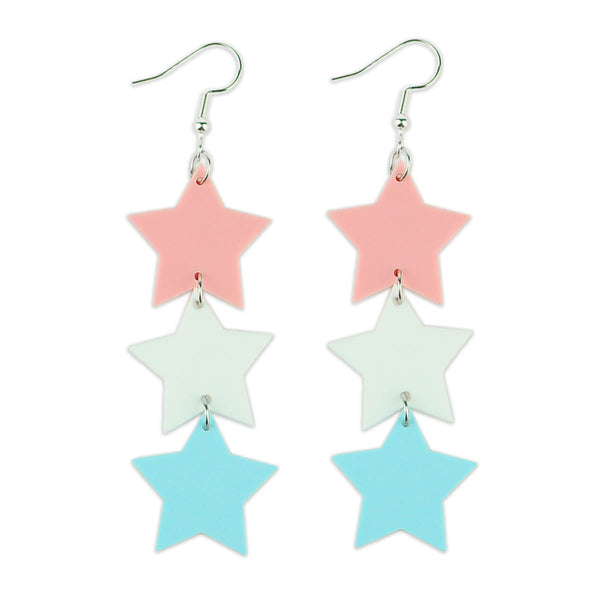 Star Trio Earrings in Trans Pride