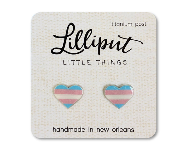 Trans Pride Flag Heart Earrings