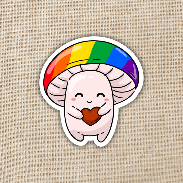 Rainbow Pride Flag Mushroom Sticker