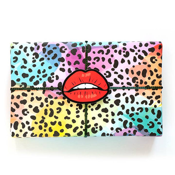 Rainbow Leopard Print Gift Wrap Sheets - Two-Pack