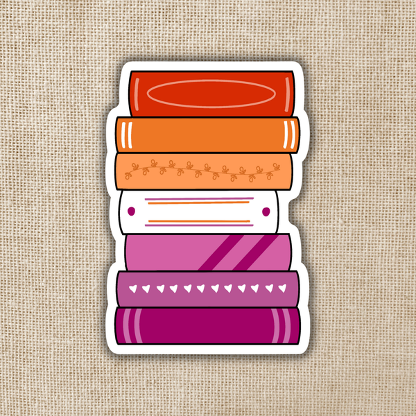 Lesbian Pride Book Stack Flag Sticker