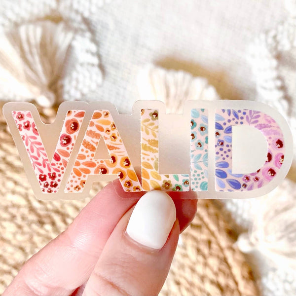 Clear Floral Rainbow VALID Pride Sticker