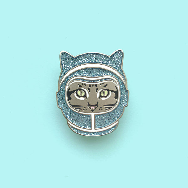 Glittering Space Helmet Cat Pin