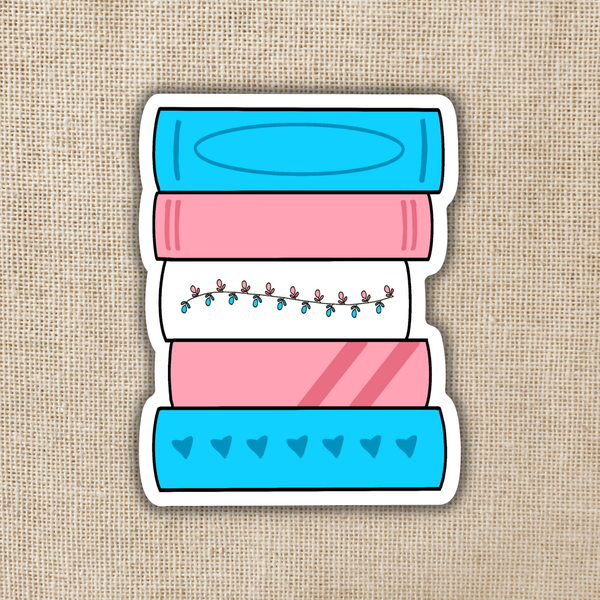 Trans Pride Book Stack Flag Sticker
