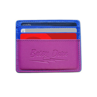 blue purple and pink lightning bolt card wallet