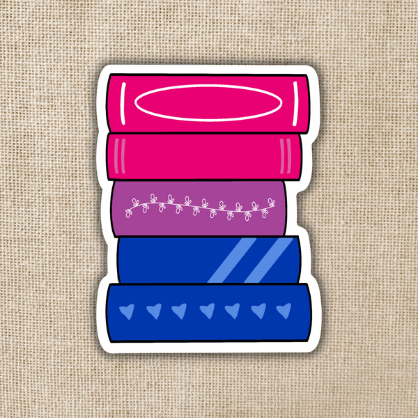 Bisexual Pride Book Stack Flag Sticker