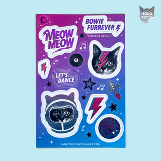 Holographic Bowie Cat Sticker Sheet