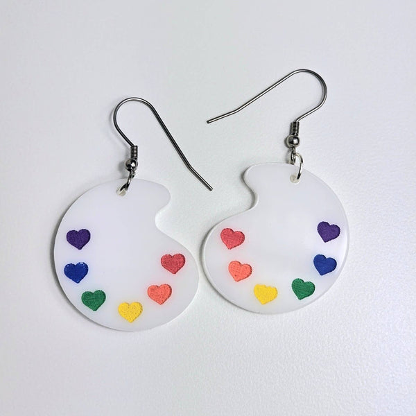 Rainbow Paint Pallet Acrylic Earrings