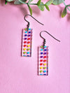 Rainbow Heart Bar Clear Acrylic Earrings