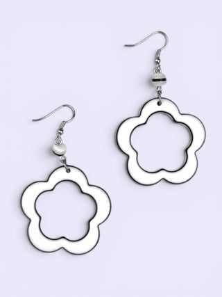 White/Black Flower Cut-Out Earrings