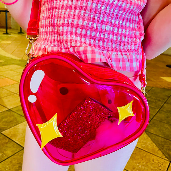 Hot Pink Sparkle Heart Jelly Handbag
