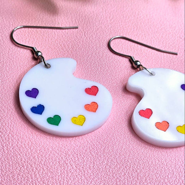 Rainbow Paint Pallet Acrylic Earrings
