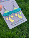 Iridescent Space Ship and Stars Earrings