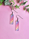 Rainbow Heart Bar Clear Acrylic Earrings