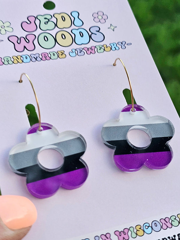Asexual Pride Flag Flower Earrings