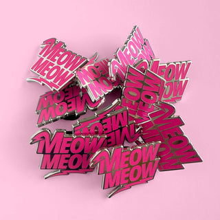 Hot Pink Meow Meow Enamel Pin (Silver)