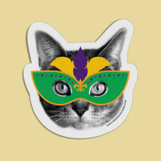 Mardi Gras Masquerade Cat Sticker