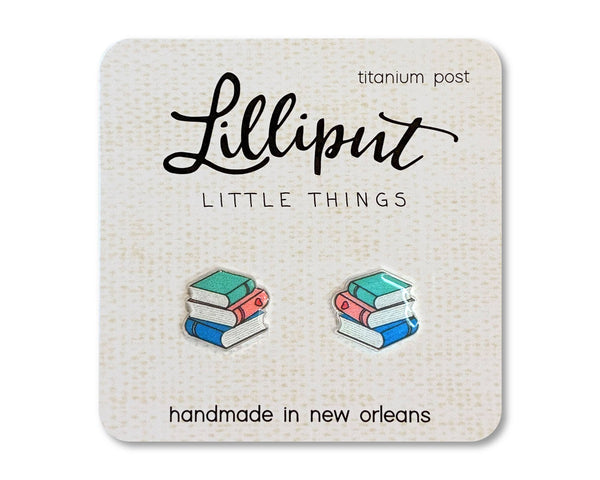 Mini Book Stack Earrings