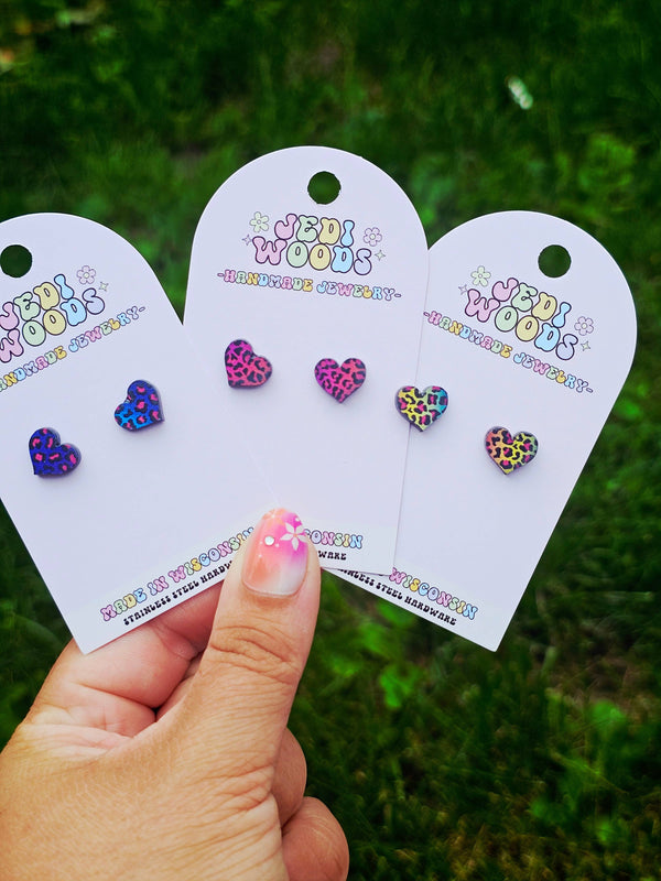Bright Color Leopard Print Stud Earrings