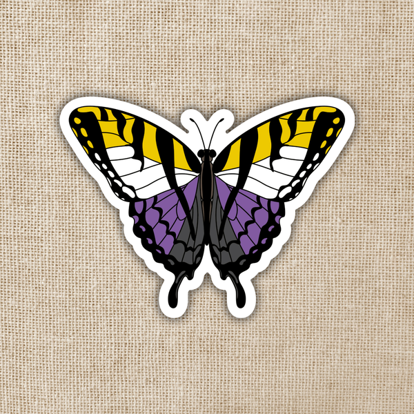 Nonbinary Pride Butterfly Sticker