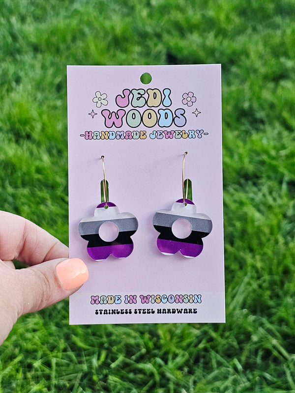 Asexual Pride Flag Flower Earrings