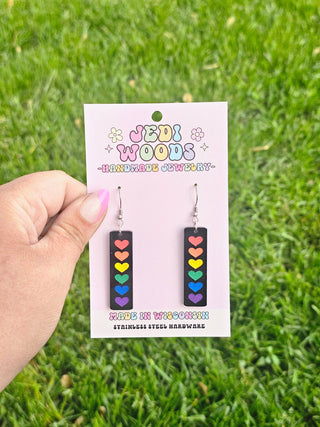 Rainbow Heart Bar Acrylic Earrings