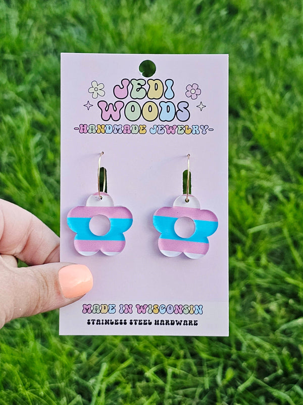 Transgender Flag Flower Earrings