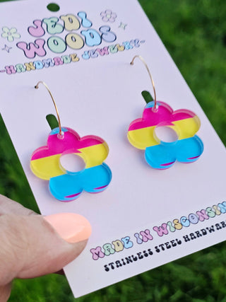 Pansexual Pride Flag Flower Earrings