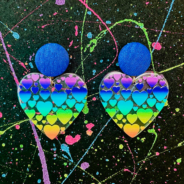 Ombre Rainbow Heart Acrylic Earrings
