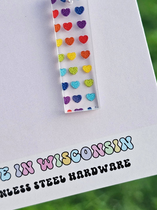 Rainbow Heart Bar Clear Acrylic Earrings