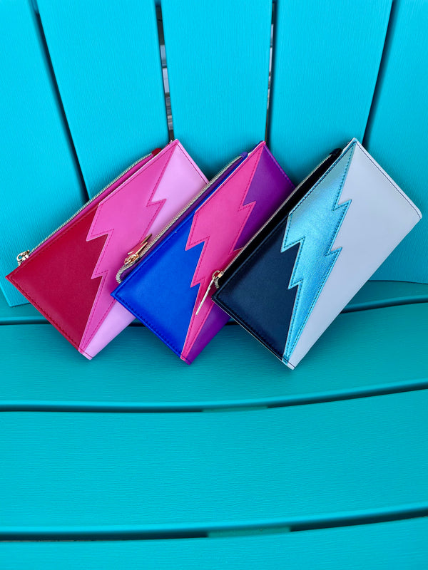 Lightning Bolt Zip Wallet in After Party