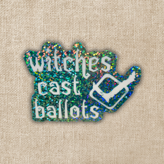 Witches Cast Ballots Holographic Glitter Sticker