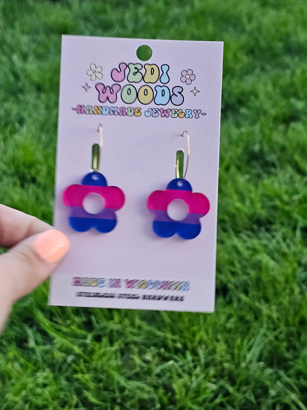 Bisexual Pride Flag Flower Earrings