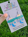 Iridescent Space Ship and Stars Earrings