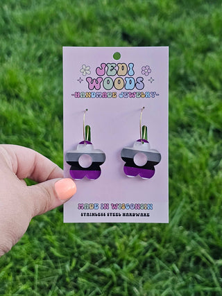 Asexual Pride Flag Flower Earrings