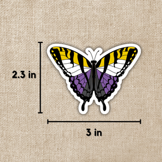 Nonbinary Pride Butterfly Sticker