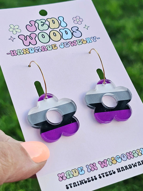 Asexual Pride Flag Flower Earrings