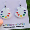 Rainbow Paint Pallet Acrylic Earrings