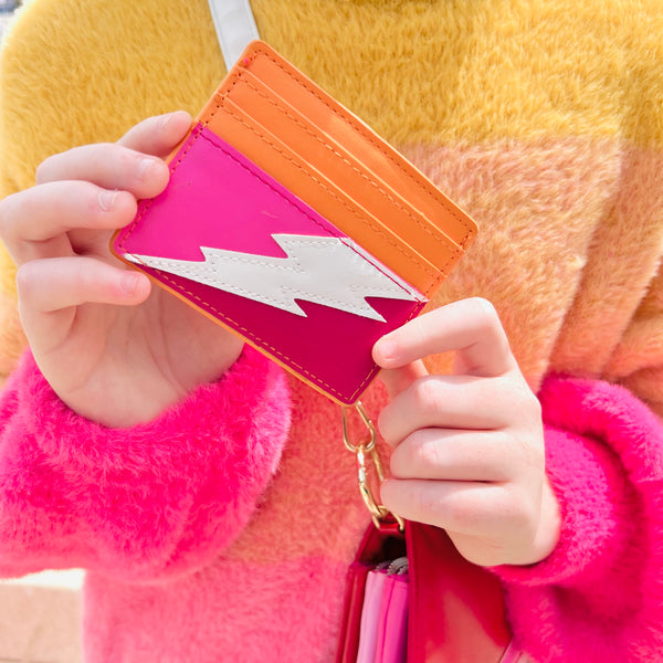 Lightning Bolt Card Wallet in Lesbian Pride
