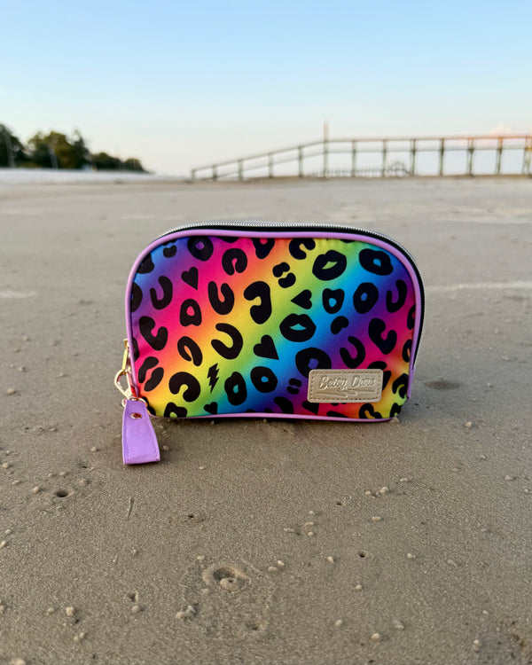Rainbow Electric Leopard Zip Makeup Pouch