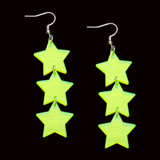 Neon Yellow Star Trio Earrings