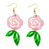 Pink Rose Acrylic Earrings