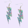 Pastel Metallic Confetti Lightning Bolt Acrylic Earrings