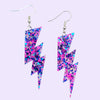 Bi Pride Confetti Lightning Bolt Acrylic Earrings