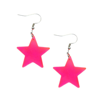Neon Pink Star Acrylic Earrings