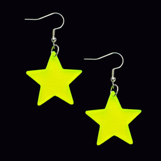 Neon Yellow Star Acrylic Earrings