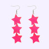 Neon Pink Star Trio Earrings