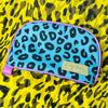 Blue Electric Leopard Zip Makeup Pouch