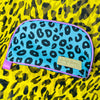 Blue Electric Leopard Zip Makeup Pouch